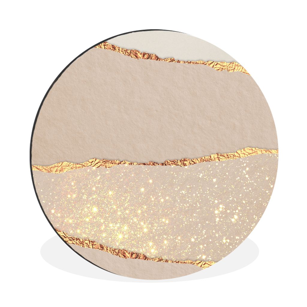 MuchoWow Aluminium Wandkreis Rosa - Gold - Glitzer - Design Ø 90 cm Wanddeko Modern Wohnzimmer - Mauerkreis - Wandbilder - Runde Bild - Bild aus...
