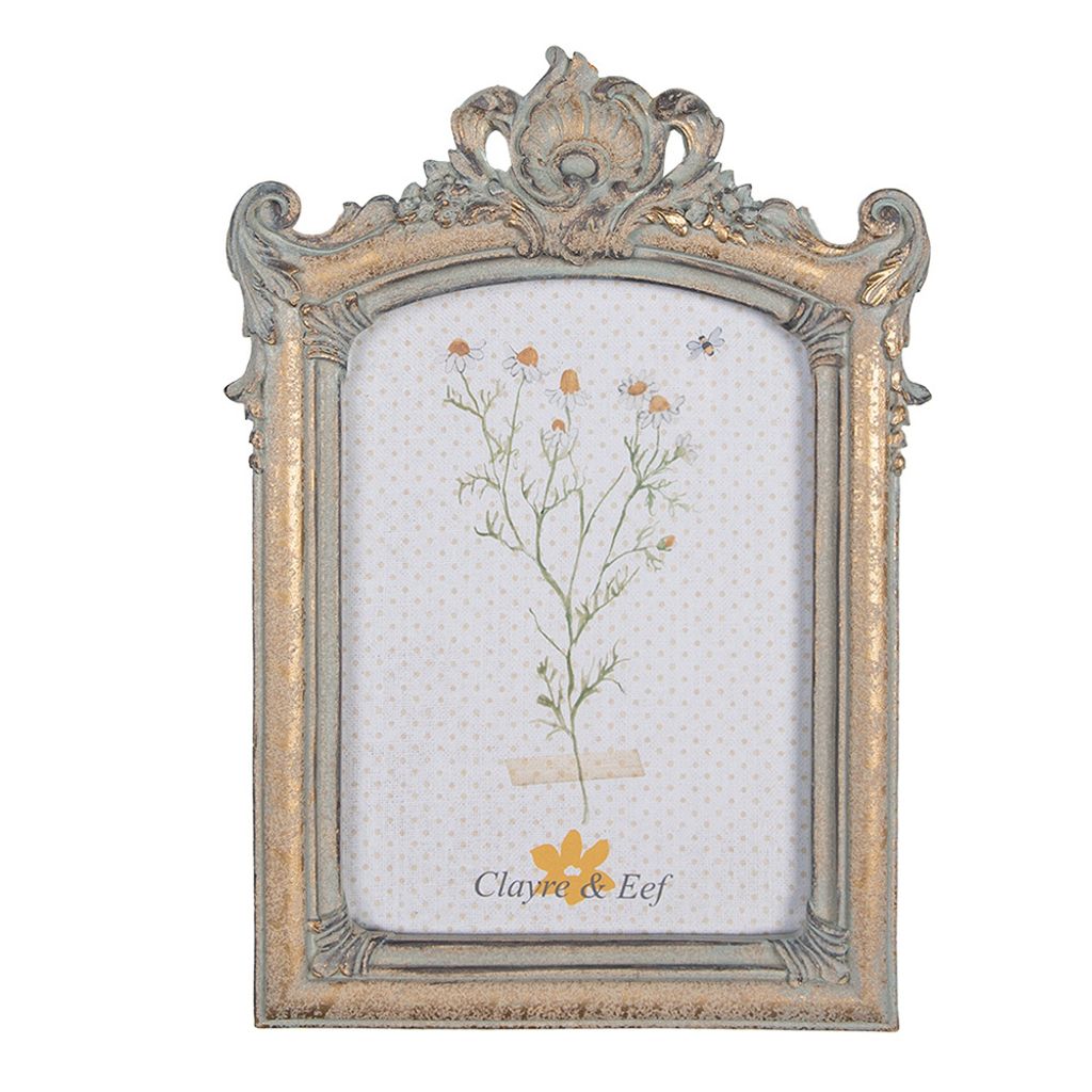 Clayre & Eef Bilderrahmen 13x18 cm Grau Goldfarbig Polyresin