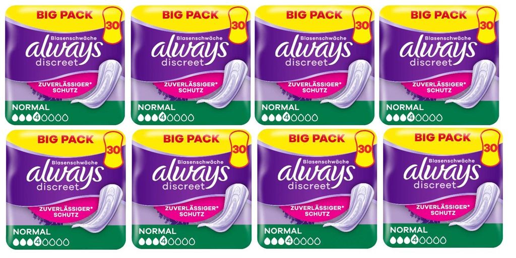 always discreet NORMAL 8x 30 Stück Blasenschwäche Schutz Produktbild 