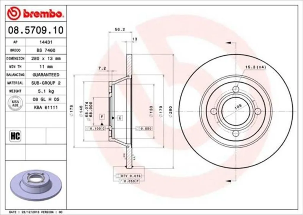 Disque de frein BREMBO 08.5709.10 : stop aux vibrations et bruits auto