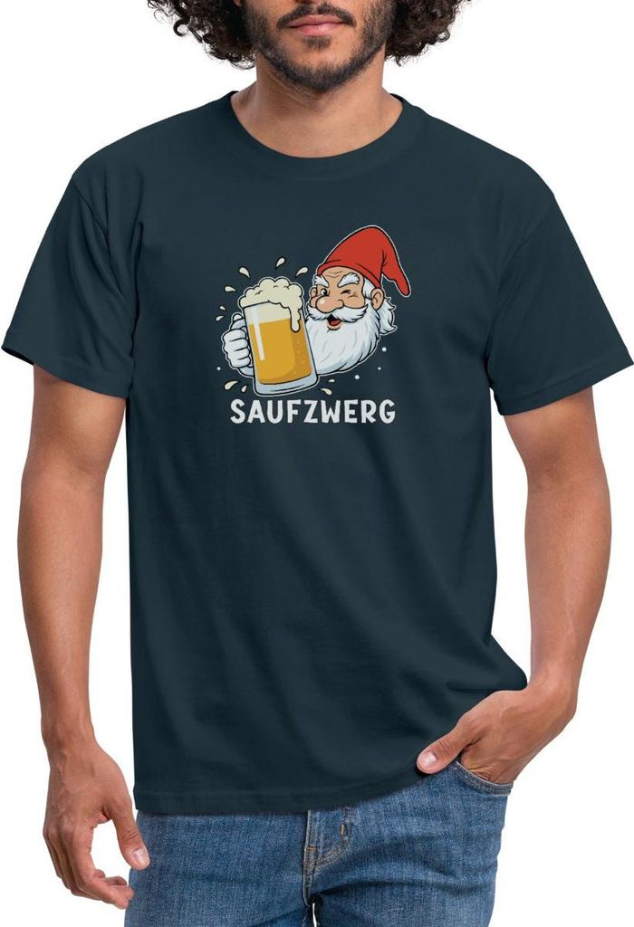 Spreadshirt Saufzwerg Mit Bier Karneval Männer T-Shirt, XL, Navy
