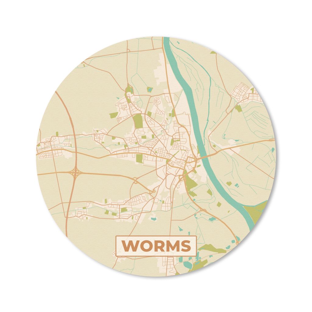 MuchoWow Mauspad Mousepad Karte - Worms - Vintage - Stadtplan 20x20 cm - Mousepads - Maus Mat - Pad - Mausunterlage - Schreibtischmatte
