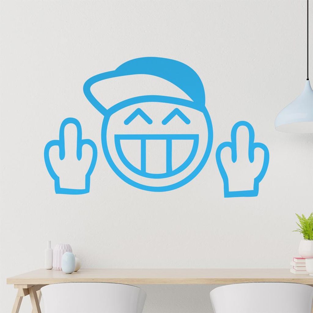 KIWISTAR Fuck you smile Boy - Cap Mittelfinger Wandtattoo in 6 Größen - Wandaufkleber Wall Sticker - Dekoration, Küche, Wohnzimmer, Schlafzimmer...