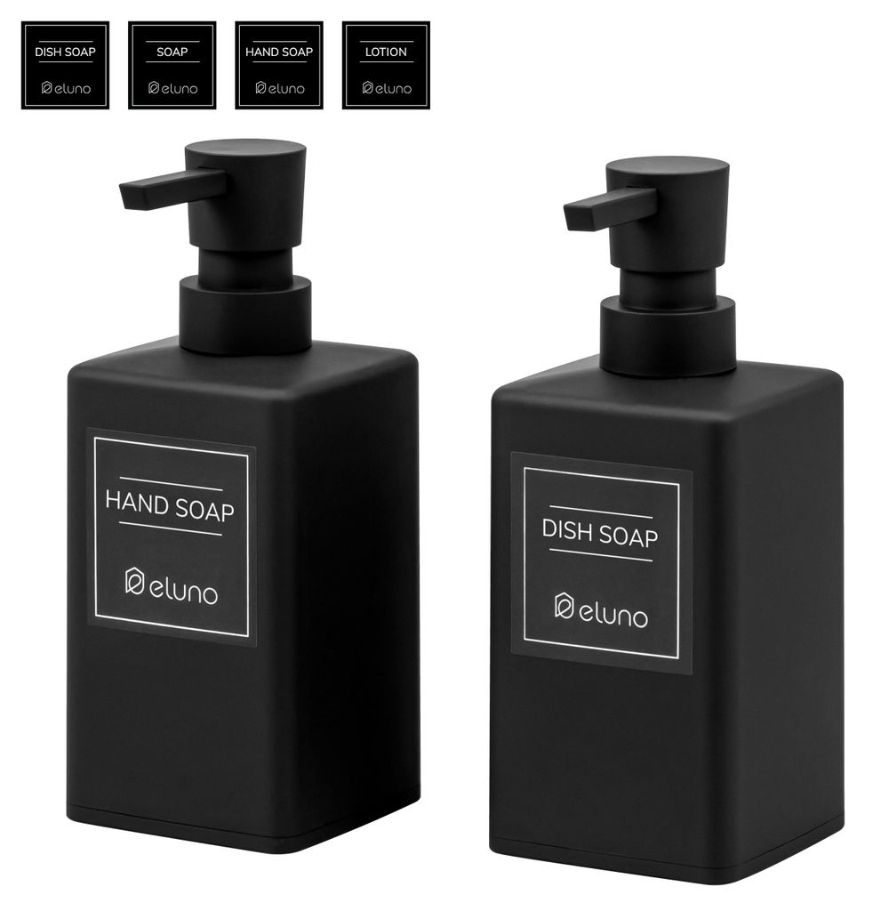 Dispenser di sapone Eluno, set da 2, con superficie nera Immagine del prodotto 