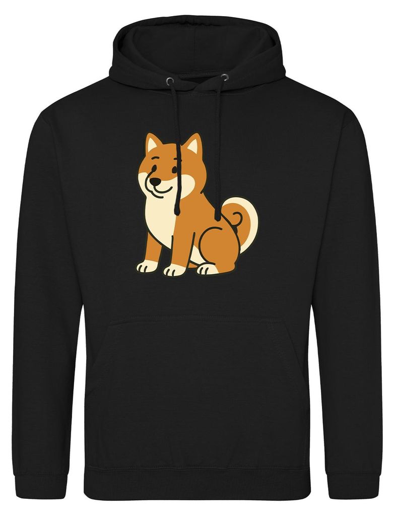 Huuraa Uni Hoodie Shiba Inu Comic Shibi XL Deep Black Vegan Sweatshirt Geschenkidee