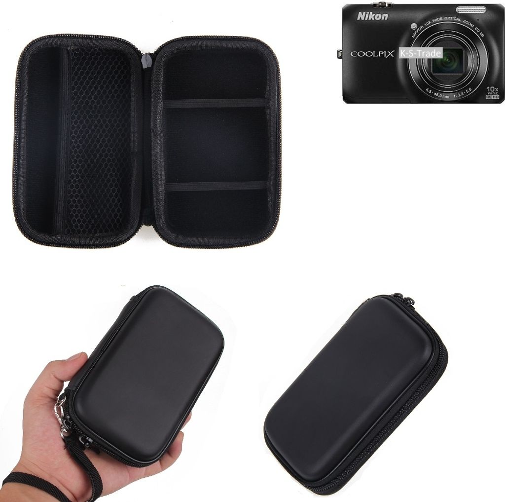 Kamera Tasche Hard Case Hardcase Schutz Hülle für Kompaktkamera kompatibel mit Nikon Coolpix S6300 mit Platz für Zubehör K-S-Trade