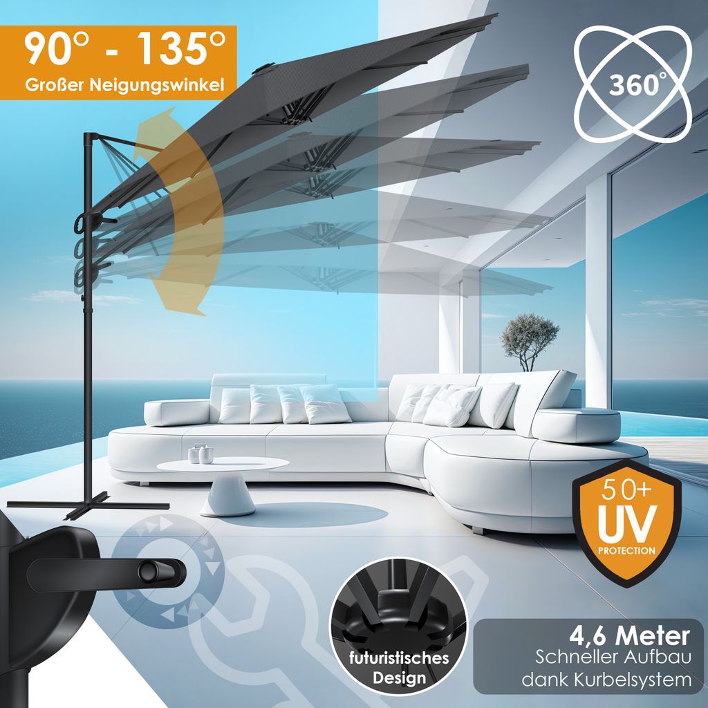 KESSER® Sonnenschirm Doppelsonnenschirm 4,6m x 2,7m | Produktbild 4