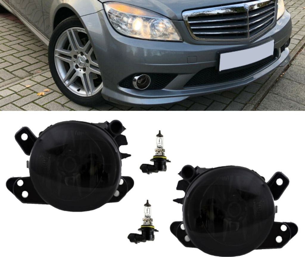 Set H11 Nebelscheinwerfer Klarglas Smoke passt für Mercedes W204 Bj 07-11 + W169 / W245 / C219 / C207 / W212