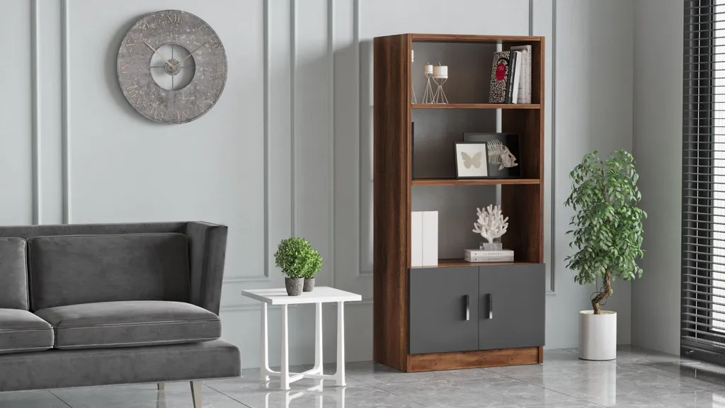 Étagère bibliothèque anti-rayures noyer - Meuble de rangement stable 140cm - 3