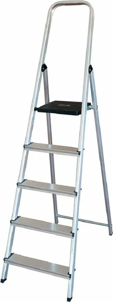 Échelle 5 Marches Aluminium Légère EDM : Design Stable et Pieds Antiglisse