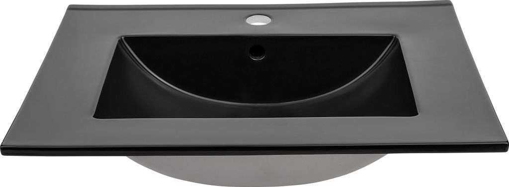 LAVA BLACK 80 DP - Rechteckige Keramik Möbelwaschbecken 80 cm, Mattschwarz