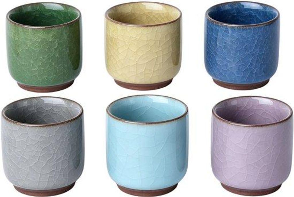 Keramische Mini-Pflanzkübel-Set - Ø 6,3cm - Imitation Eis-Design - Dekorative Pflanzgefäße für Sukkulenten und Kakteen - Bunte Keramik-Design