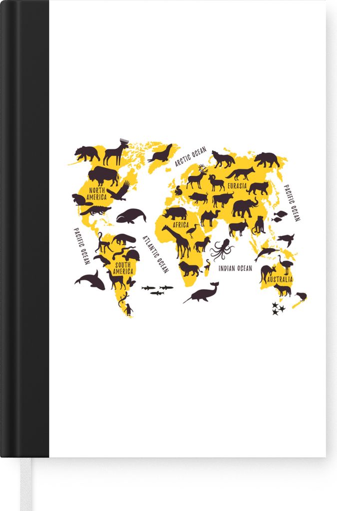 MuchoWow Notizbuch Tagebuch Haushaltsbuch Notebook A5 Karte - Welt - Tiere - Notizblock - Notizheft - Notebook - Schreibblock - Papier