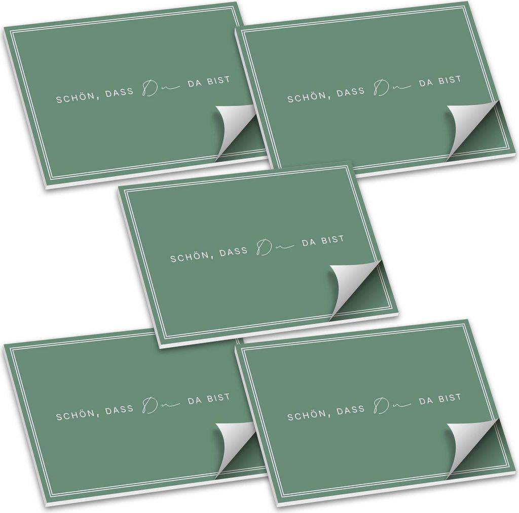 ITENGA Tischset A3 5er Set Schön dass du da bist V3 salbei grün