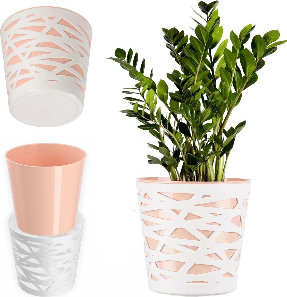 Übertopf - Kunststoff-Übertopf - Größe Large - Leicht - Für Blumen und Pflanzen - Transparent