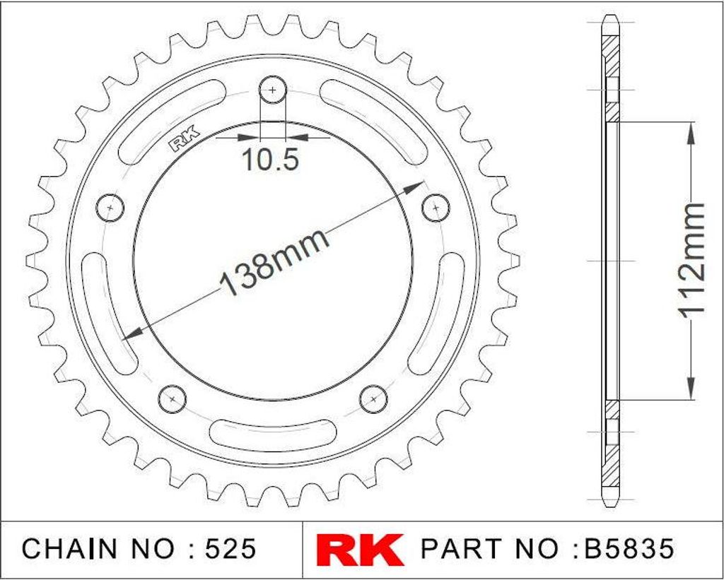 Rk Kettenblatt 525 44z Stahl silber