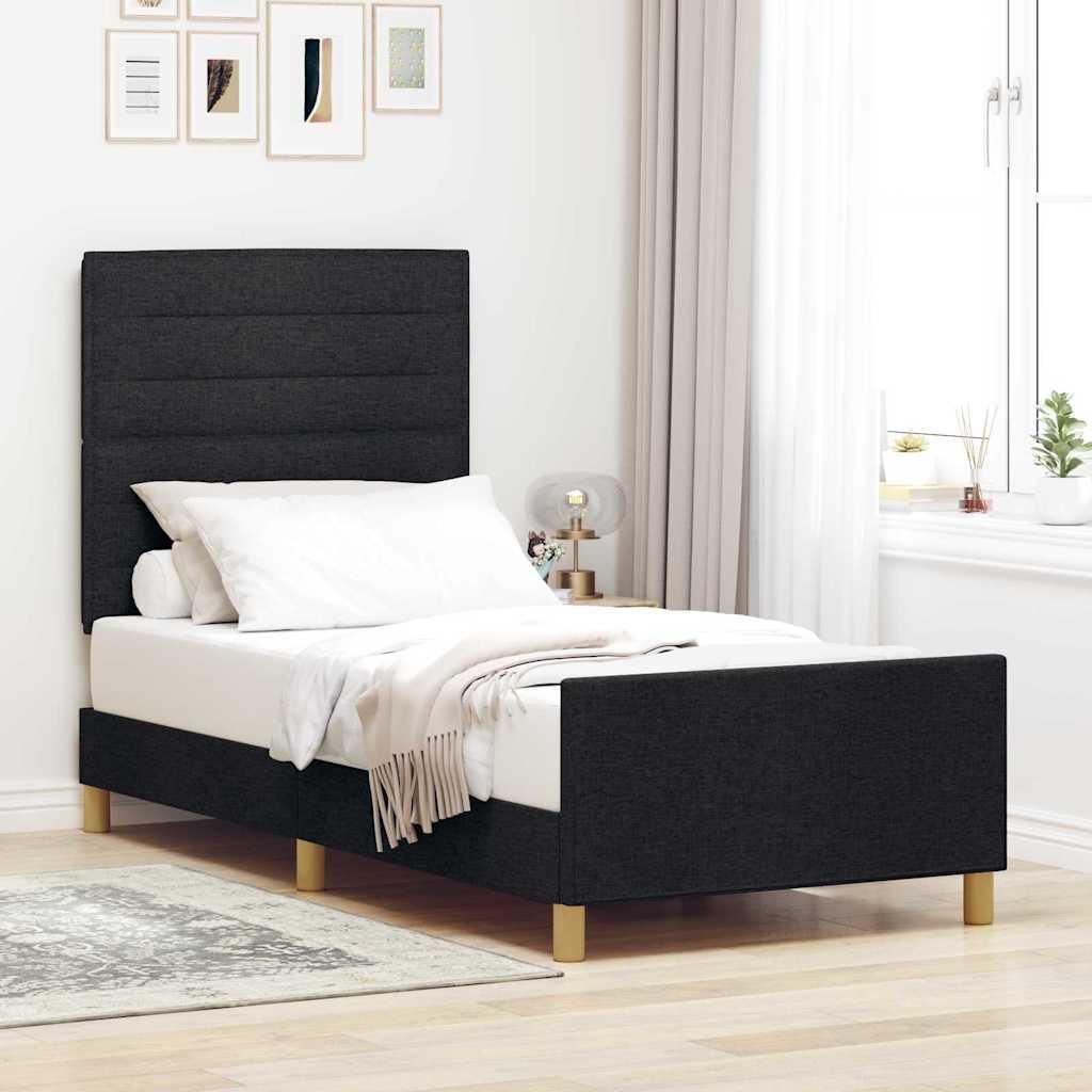 Maison Exclusive - Bettgestell mit Kopfteil Schwarz 90 x 190 cm Stoff