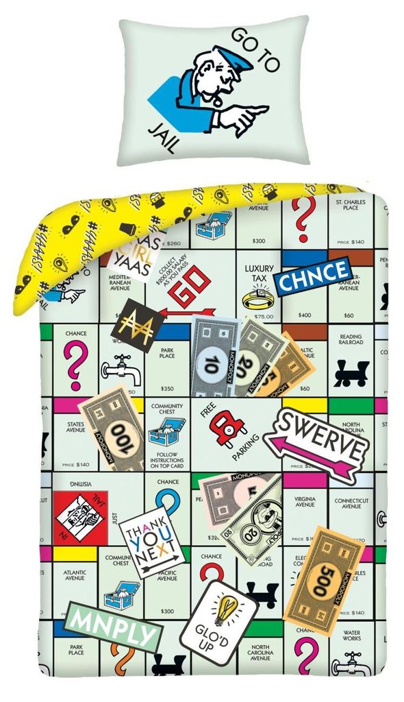 HALANTEX Lenzuola in busta Monopoly Go Cotone, 140/200, Immagine del prodotto 
