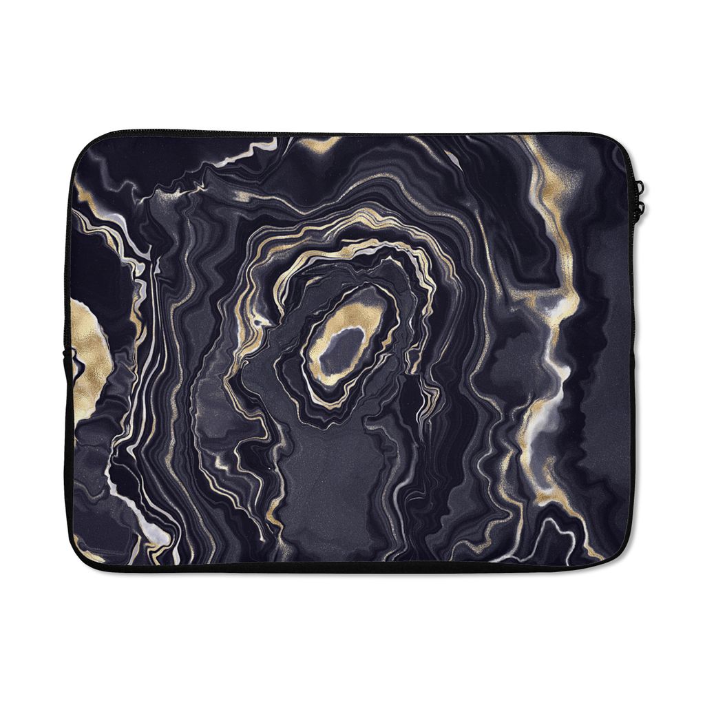MuchoWow Laptop Hülle 17 Zoll Laptoptasche Marmor - Geode - Achat - Gold - Zipper - Schutzabdeckung