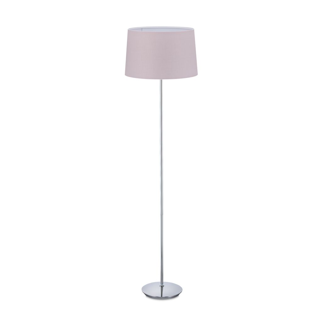 Relaxdays Stehlampe mit Stoffschirm, verchromter Fuß, E27 Produktbild 