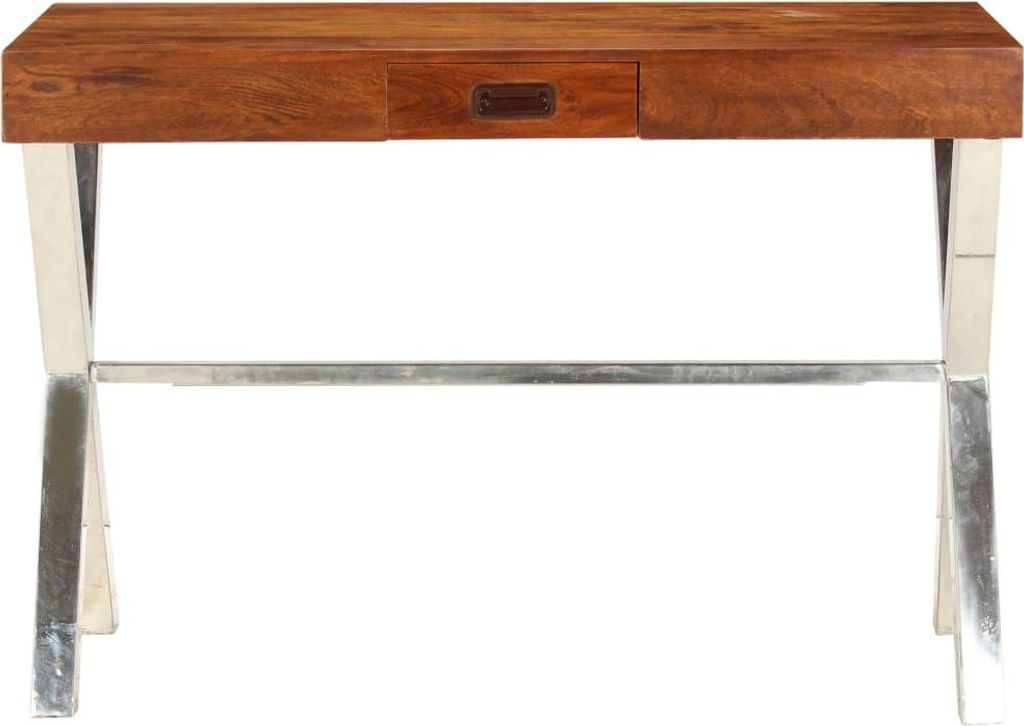 vidaXL Schreibtisch Massivholz mit Honigfarbenem Finish 110x50x76 cm