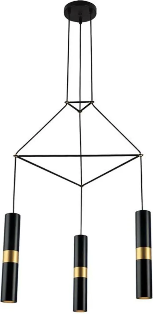 Luminaire suspendu noir 3 spots GU10 DA VINCI métal 56x49cm style moderne