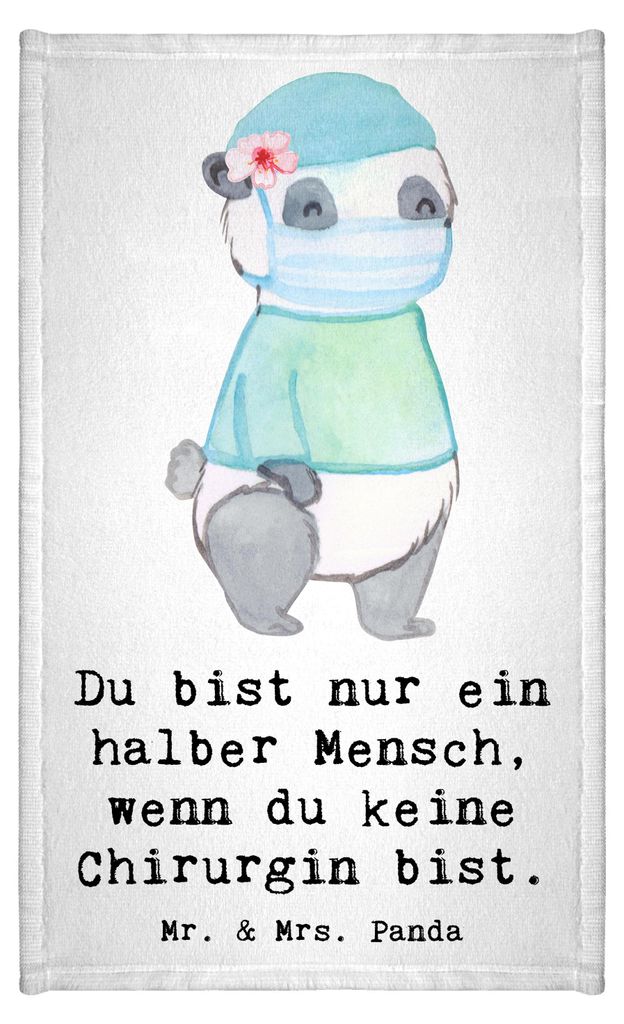 Mr. & Mrs. Panda Handtuch Chirurgin Herz - Weiß - Geschenk, Ärztin, Spruch, Klein, badezimmer, Design, Lustig, Frotteetuch, Krankenhaus, Mini-Han...
