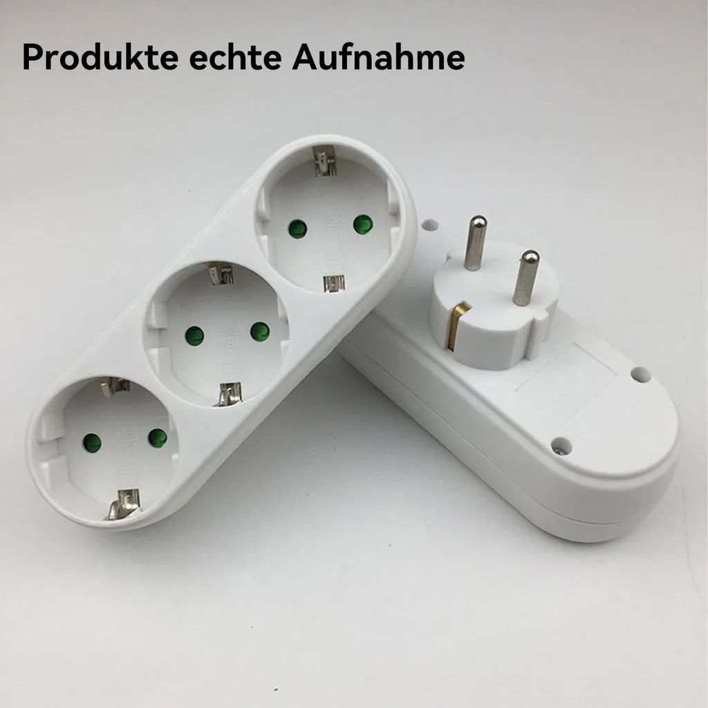 2X 3-Fach EU Steckdosenadapter,3-fach Rund Mehrfachstecker Produktbild 6