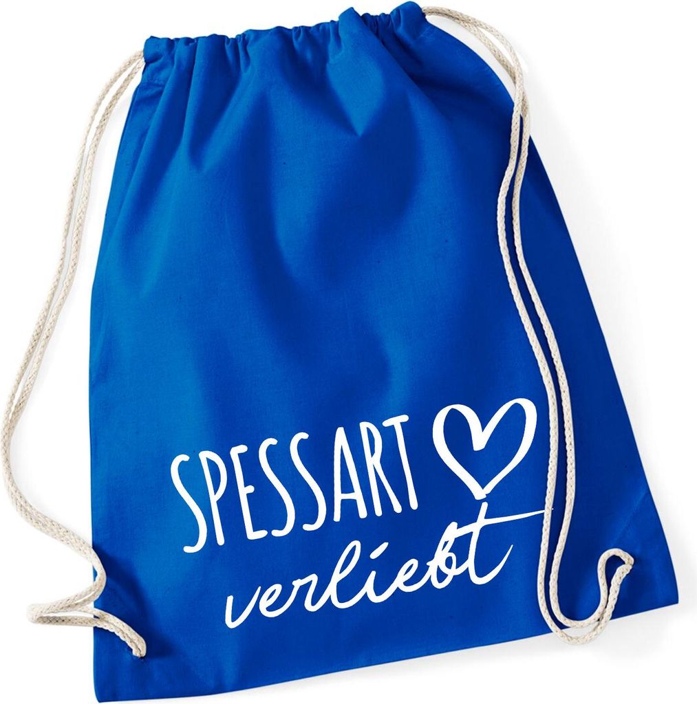 Huuraa Turnbeutel Spessart verliebt 12 Liter Bright Royal Baumwolle Rucksack Geschenkidee