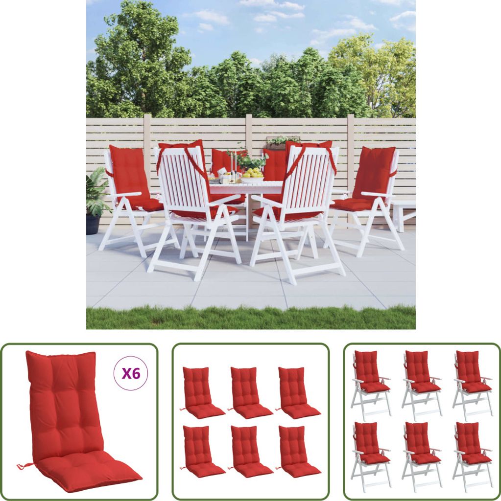 The Living Store Hochlehner-Auflagen 6 Stk. Rot Oxford-Gewebe