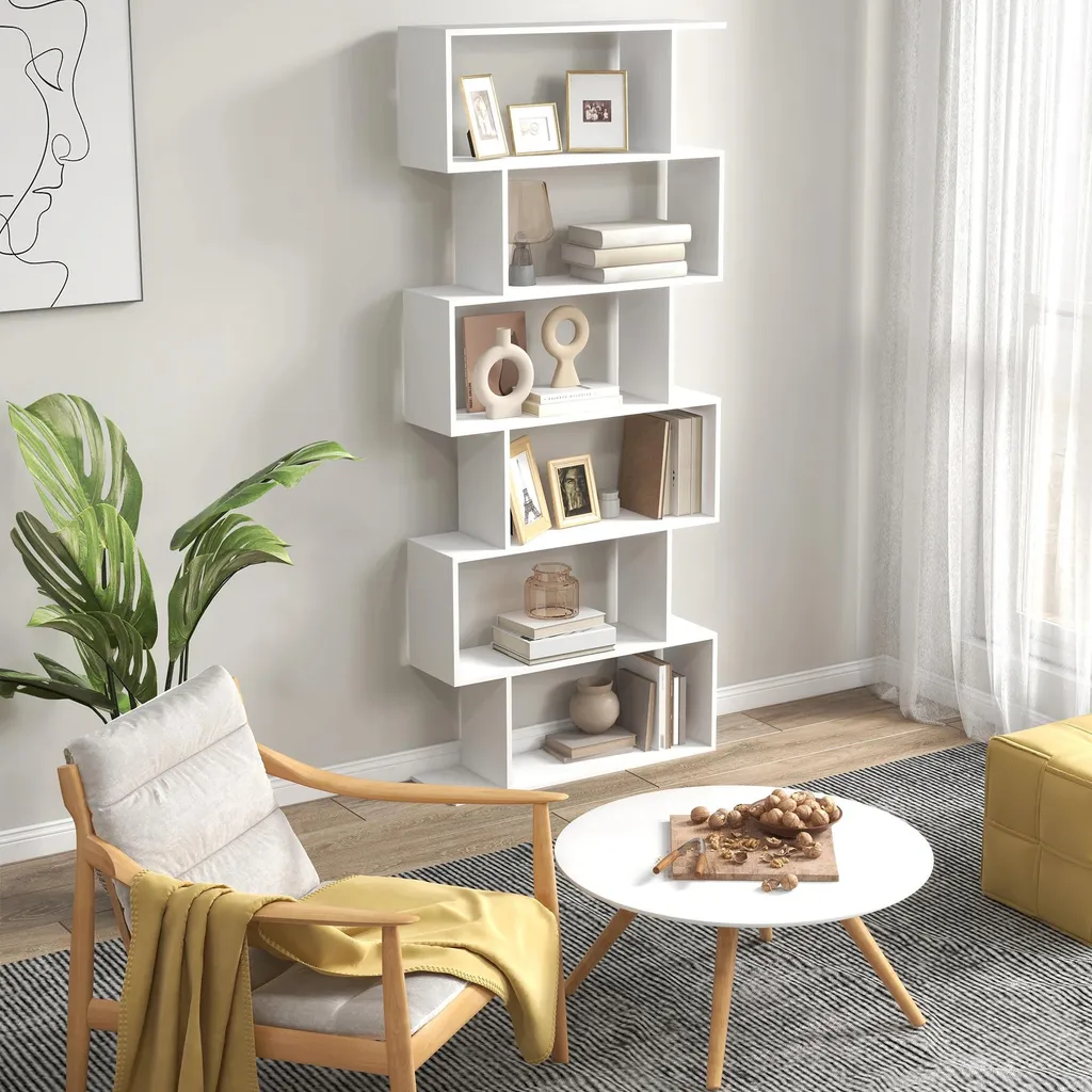 Meuble de rangement colonne pour salle de bain - 6 étagères blanches - 2