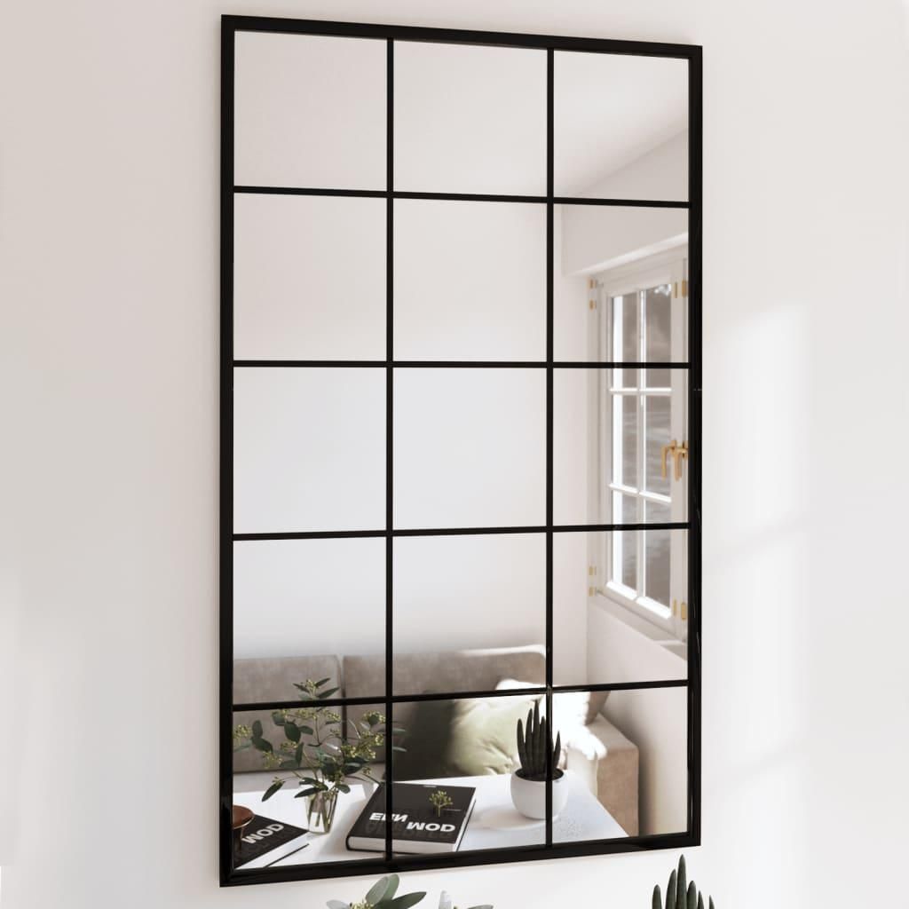 Miroir mural noir 100x60 cm métal Image du produit 