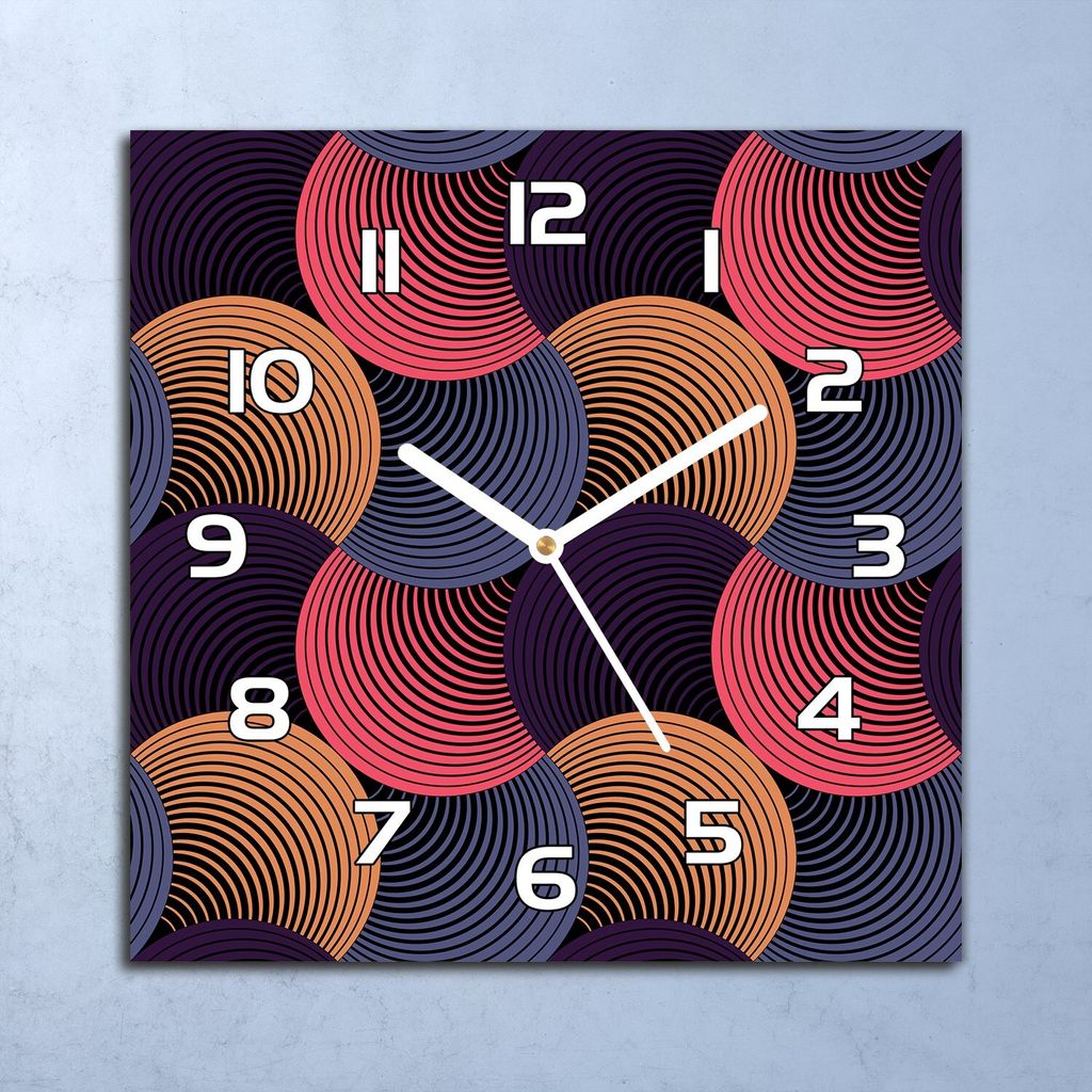 Deko Glasuhr Wanduhr 30x30 Blütenblätter rosa Quarz Küchenuhr Bürouhr