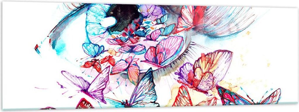 Bilder auf glas - Auge Butterflys Fantasie Fantasie - 160x50cm - Glasbilder - Wandbilder - Kunstdruck - Wanddekoration aus Glas - Glas Bilder - Wan...