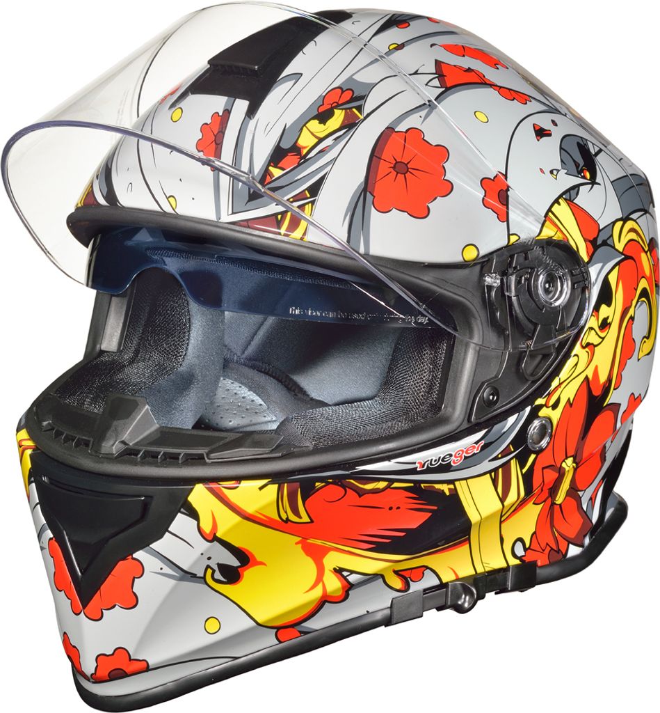 RT-824 Integralhelm Motorradhelm Kinderhelm Motorrad Integral Roller Helm Gebiss Red RYM XL (61-62)