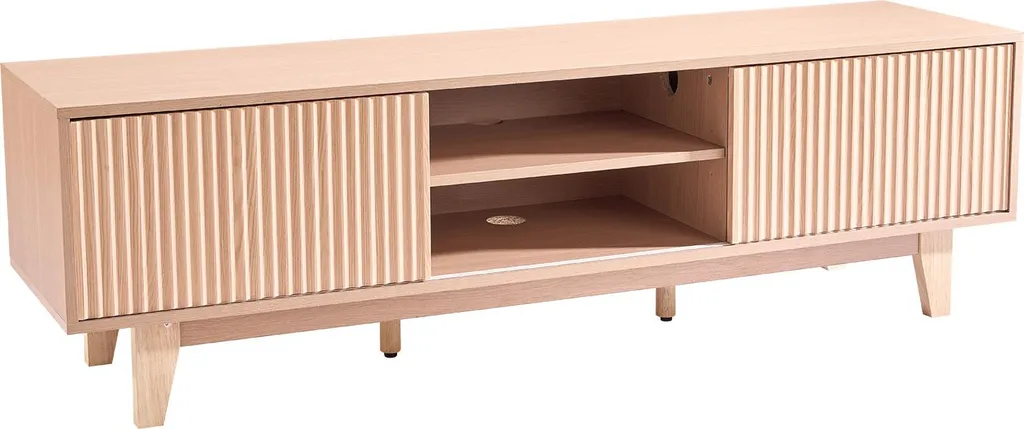 SucceBuy Meuble TV Boho 150cm - Support Télé avec Porte Coulissante