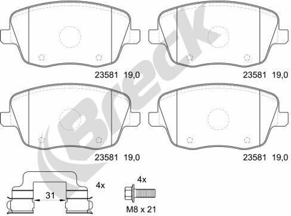 BRECK Bremsbeläge Bremsklötze VORNE 23581 00 702 00