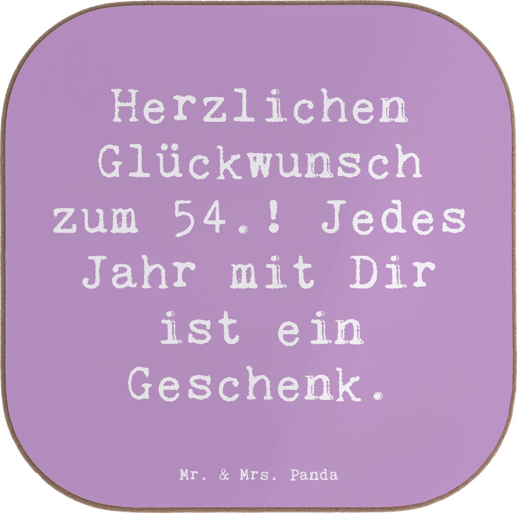 Mr. & Mrs. Panda Untersetzer für Gläser Spruch 54. Geburtstag - Lavendeltraum - Geschenk, Wertschätzung, Glückwunsch, Tischuntersetzer, Tassenu...