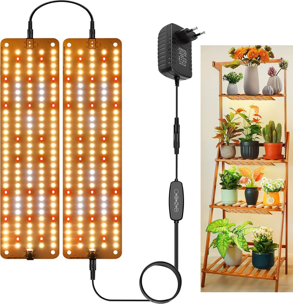 300 LED Pflanzenlampe Vollspektrum Sonnenlicht Pflanzenlicht Dimmbar Zimmerpflanzen Wachstumslicht Grow Lampe mit Timer