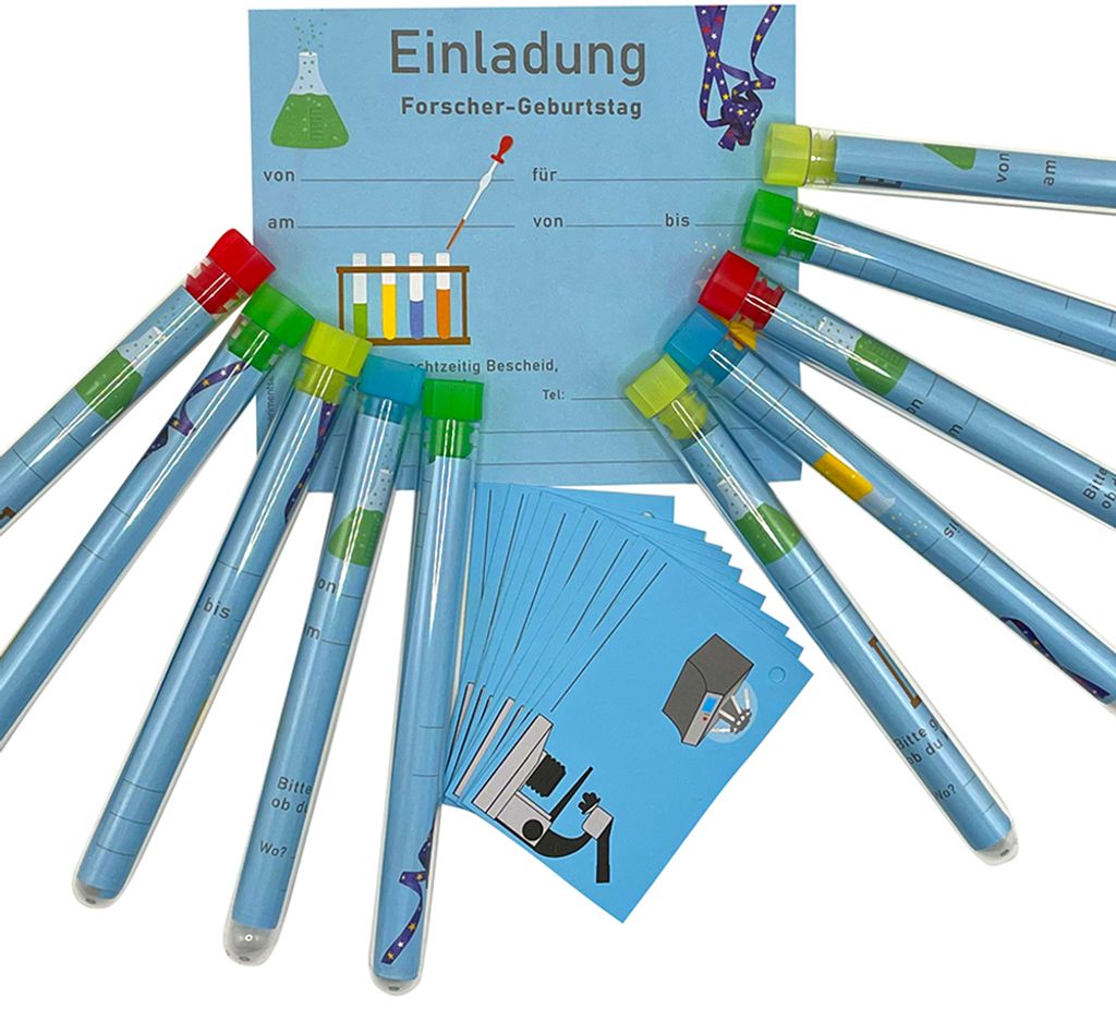 Kindergeburtstag Einladungen im Reagenzglas f. Forscher, 10 Produktbild 