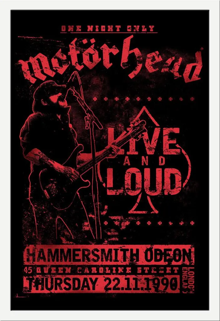 Motorhead - Poster - Live and Loud + cornice rimovibile, Shinsuke® Maxi MDF bianco, disco acrilico