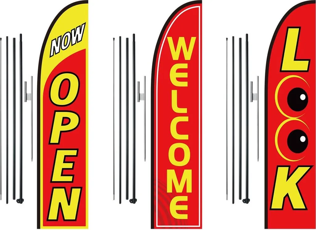 Drapeau Plume Open Welcome - Kit Oriflamme Publicitaire 250cm avec Socle