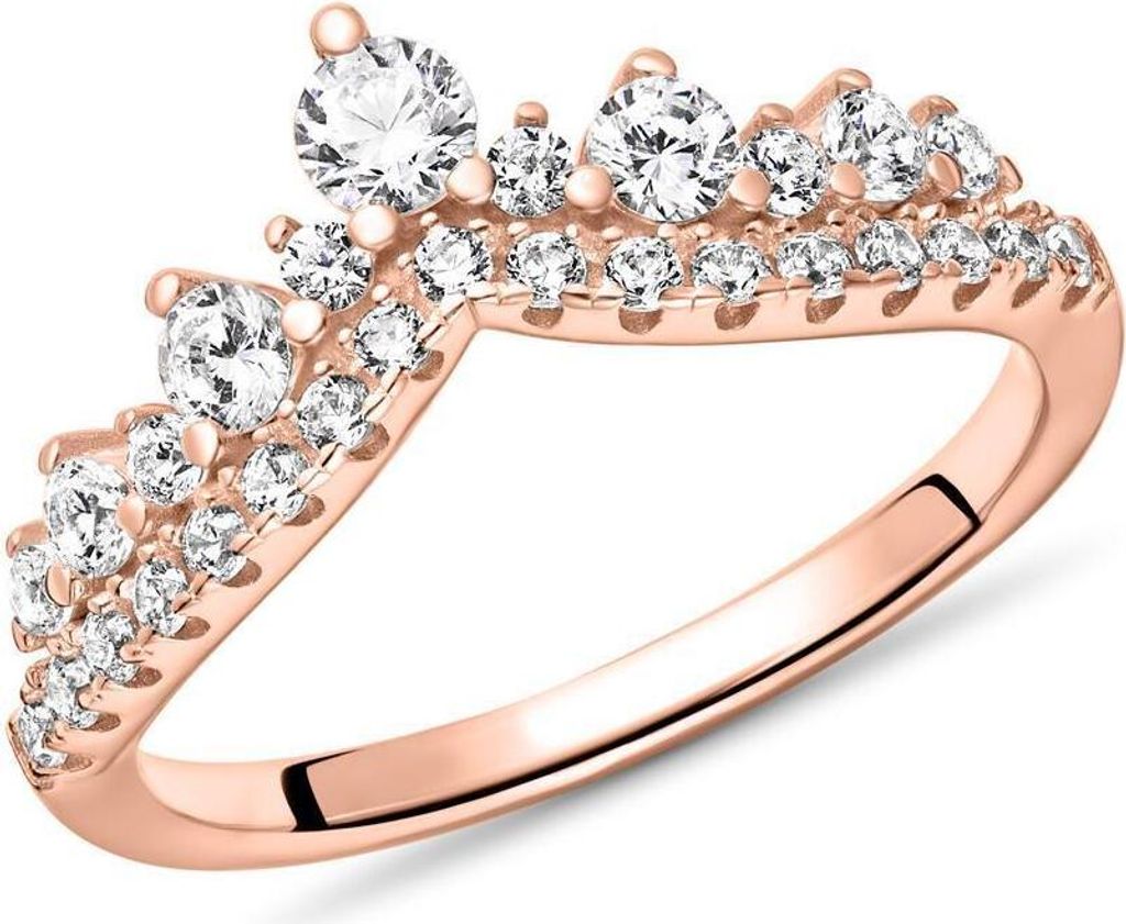 Ring für Damen aus Sterlingsilber mit Zirkonia von JEWLIX (rosé, 60)