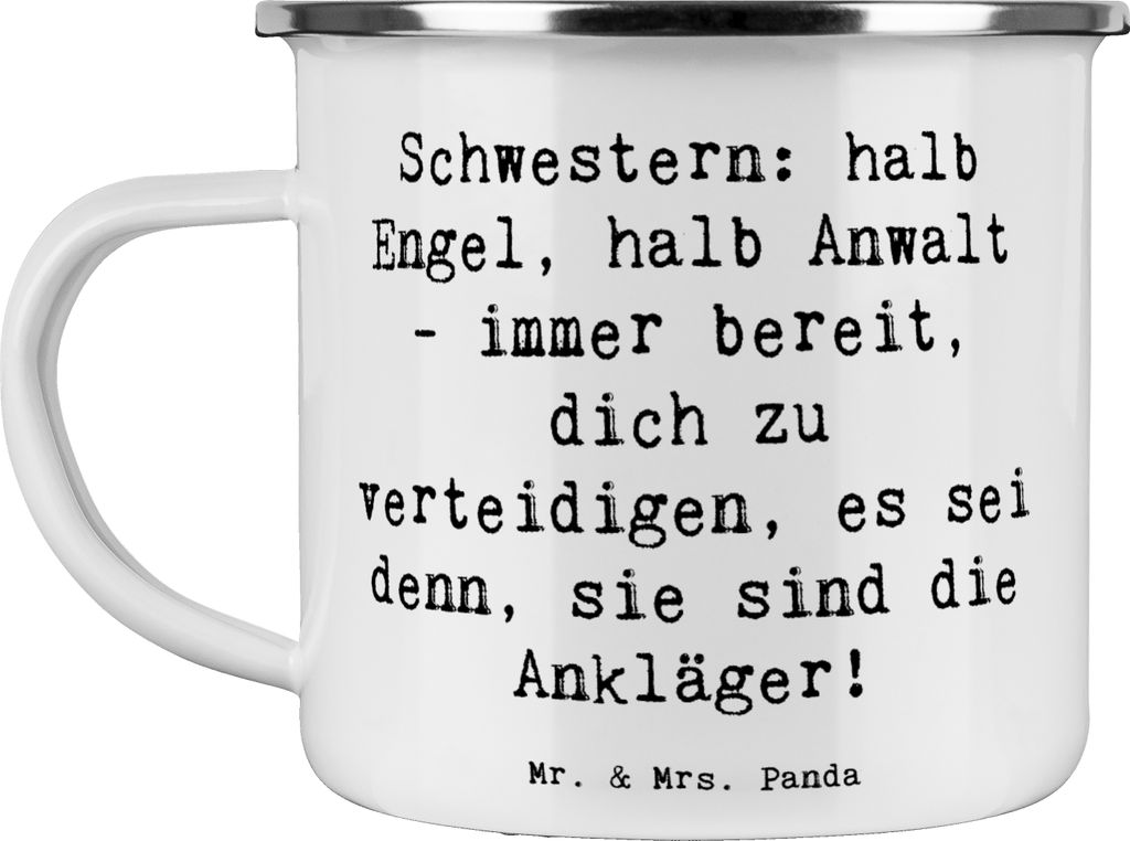 Mr. & Mrs. Panda Pott Spruch Schwesternwunder - Weiß - Geschenk, liebevoll, geschwisterstreit, Familiengeschenk, Jubiläen, Geschenke, Reisebecher...