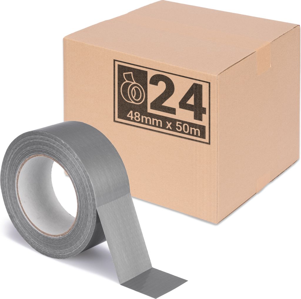 24er Pack | Premium Gewebeband Grau [50m x 48mm] Panzertape Klebeband Reparaturband | hohe Klebekraft | Gaffa Tape
