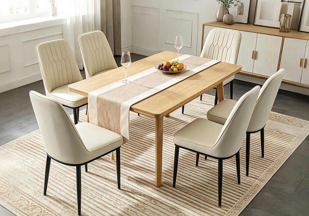 Esszimmerstühle 6er Set Beige – Samt Polsterstühle mit Produktbild 