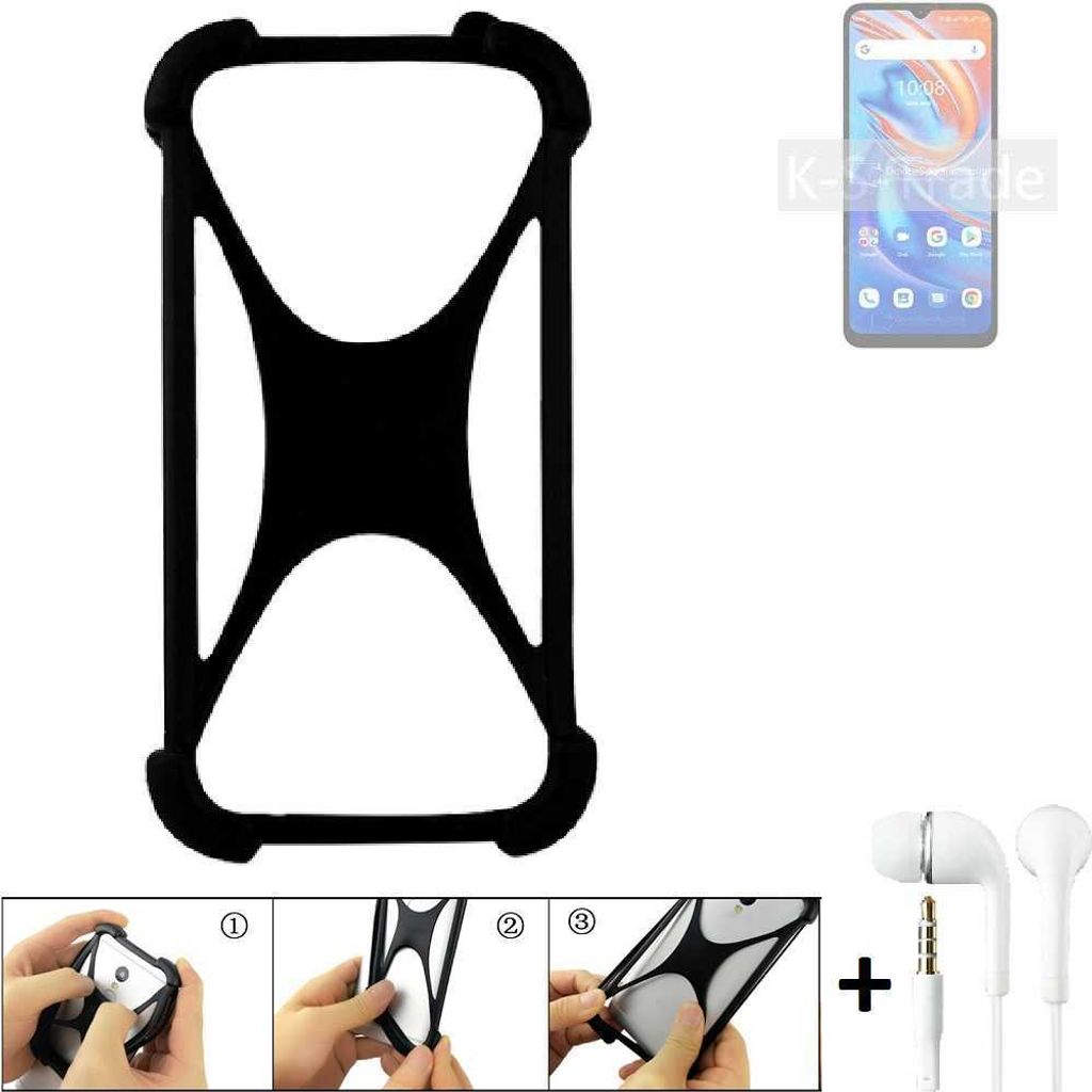 K-S-Trade Handy-Hülle + headphones kompatibel mit UMIDIGI A13S Schutz-Hülle Bumper Silikon Cover Case Silikoncase Silikonbumper TPU Softcase