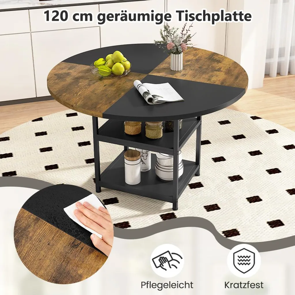 Table à manger ronde 120cm stable et robuste pour gagner de l'espace - 5