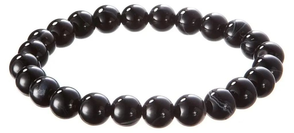 Bracelet en pierre naturelle onyx 43056.3, bijou artisanal de protection