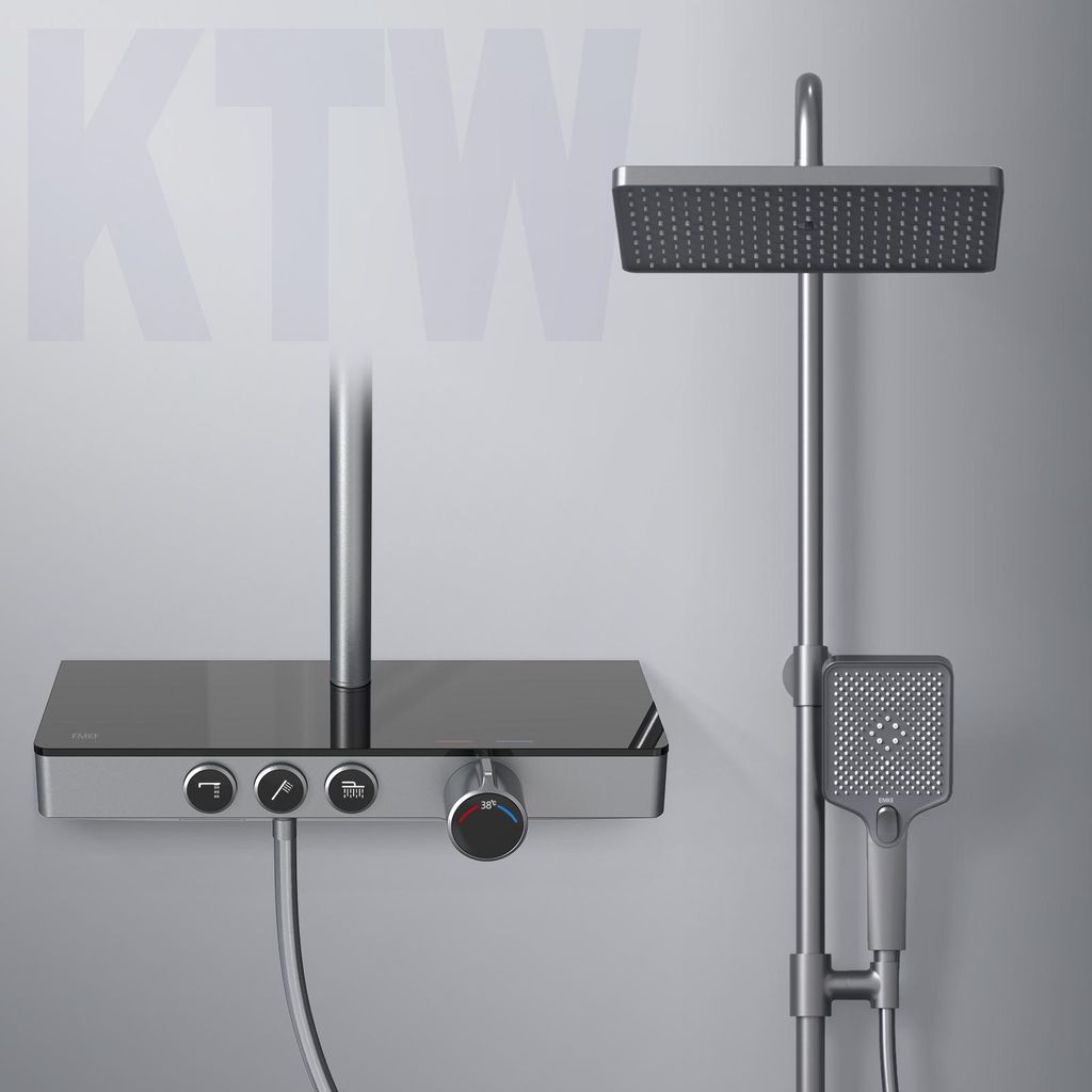 EMKE Système de douche avec thermostat tablette en verre Image du produit 